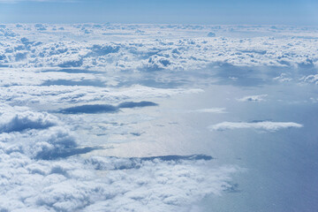Aerial view of the cloudy sky above the sea