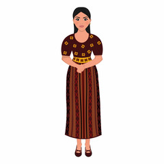 Woman in folk national Guatemalan costume. Vector illustration