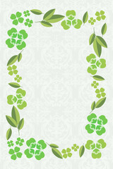 クローバーとリーフの背景　縦位置　ホワイト