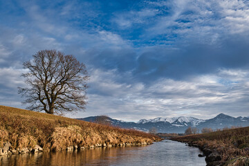 Autumn landscape with an interesting cloud formation