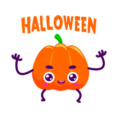cute pumpkin character illustration vector