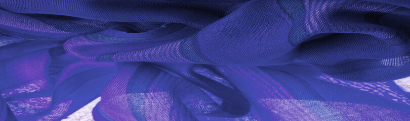 Texture. Background. The silk fabric is azure blue, bright blue,