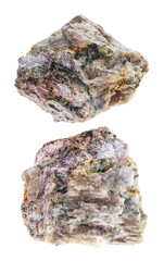 set of delhayelite stones cutout on white