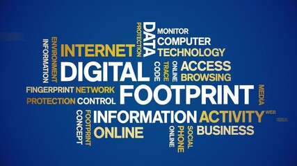 4k Digital Footprint Animated Tag Word Cloud;Text Design Animation typography seamless loop.