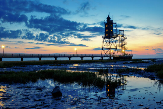 Leuchtturm Obereversand in Dorum-Neufeld an der Nordsee-K&uuml;ste, Landkreis Cuxhaven