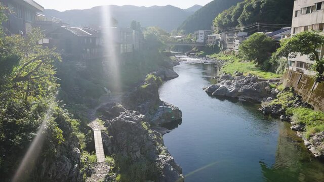 Gujo-Hachiman Town in the Mountains of Gifu, Sunset over the Yoshida River