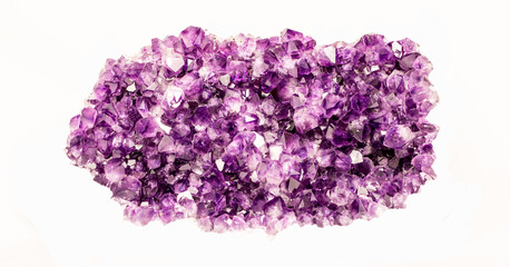 Purple crystalline mineral stone. Gems. Mineral crystals in the natural environment. The texture of...