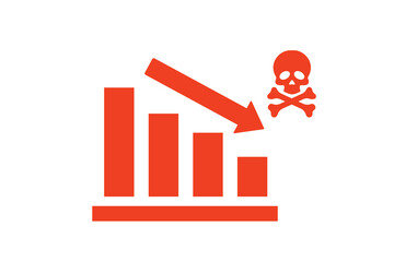 Death Number Decrease Graph on white background for website, application, printing, document, poster design, etc. vector EPS10 - obrazy, fototapety, plakaty