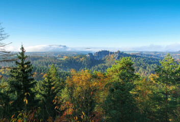Gamrig und Lilienstein in dir Sächsische Schweiz - mountain Gamrig and Lilienstein, view to the...