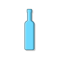 Vodka bottle. Alcoholic drink for parties and celebrations. Simple shape isolated with shadow and light. Colored illustration on white background. Flat design style for any purposes