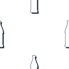 Beer bottles seamless pattern. Line art style. Outline image. Black and white repeat template. Party drinks concept. Illustration on white background. Flat design style for any purposes