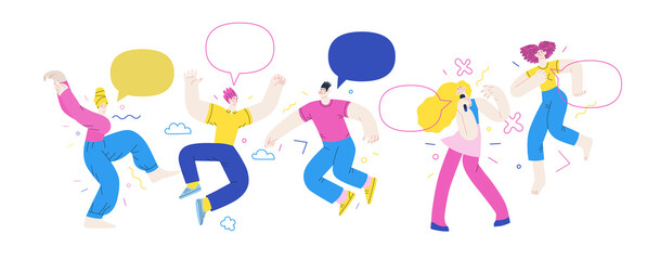 Happiness - happy people jumping in the air cheerfully