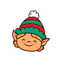 Cute cartoon christmas elf isolated on wite background.Doodle style.