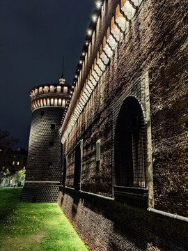 Castle in the city at night