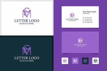 letter S, M and business card design template. premium vector