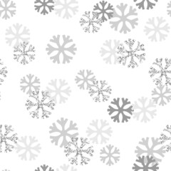 seamless  christmas festive pattern background with monochrome glitter snowflakes