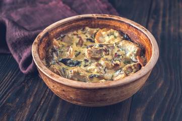 Creamy garlic mushrooms and bacon