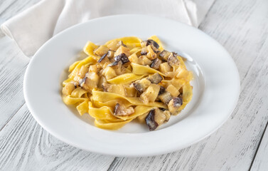Creamy garlic eggplant and parmesan pasta