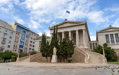 Fototapeta na wymiar The National Library of Greece historic building in Athens.