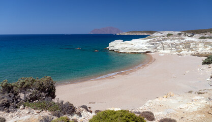 Triades beach in Milos island, Cyclades, Greece.