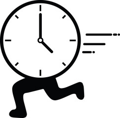 Running Clock with Motion and Time in Black