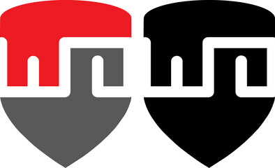 Shield Logo with color Red Gray and Black
