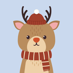 Cute Reindeer vector. Reindeer cartoon. Christmas cute cartoon. 