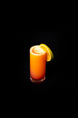 Delicious Contemporary Classic Food Dish Plate Menu Lunch Dinner Gourmet Dessert Chef Pasta Shrimp Cocktail Drink on Dark Background