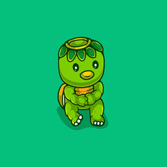 Obraz premium cute japanese kappa ghost illustration