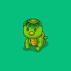 cute japanese kappa ghost illustration