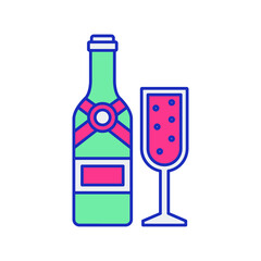 Christmas champagne Vector icon which is suitable for commercial work and easily modify or edit it

