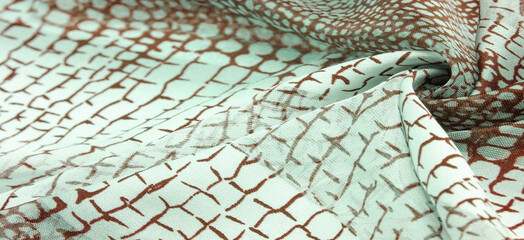 python skin silk fabric, brown pattern, african theme, fulvous, lurid, grayish-brown. Texture.