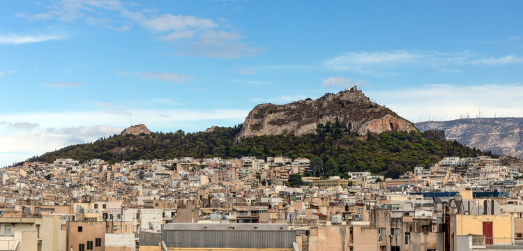 View of Lycabettus hill,  Athens, Greece.