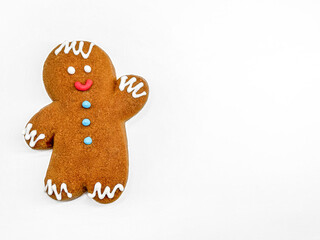 Cookie gingerbread on white background with free space.