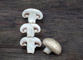 One of the varieties of mushrooms. Edible mushrooms, champignon.