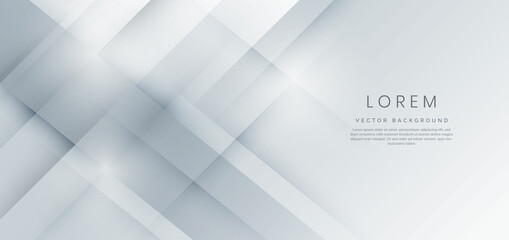 Abstract modern white and grey gradient geometric diagonal background.