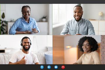 Online family call, business conference at work and app for remote meeting
