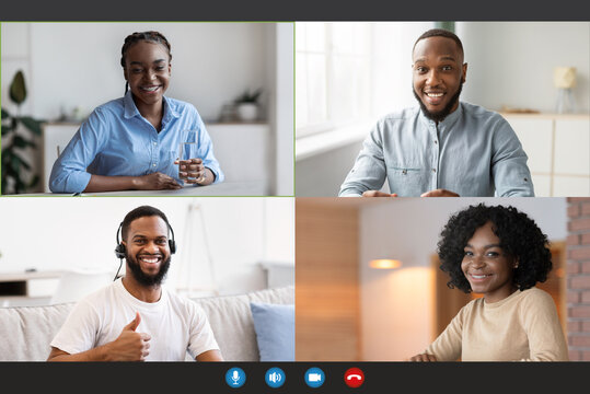 Online Family Call, Business Conference At Work And App For Remote Meeting