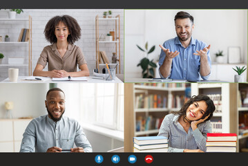 Study remotely with teacher or tutor, work conference and business meeting online