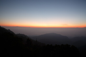 Beautiful view of mountains and white mist