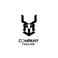 the letter M logo that forms the head of a spartan soldier