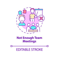 Not enough team meetings concept icon. Lack of communication in team abstract idea thin line illustration. Isolated outline drawing. Editable stroke. Roboto-Medium, Myriad Pro-Bold fonts used