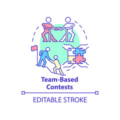 Team-based contests concept icon. Boost team morale exercises abstract idea thin line illustration. Isolated outline drawing. Editable stroke. Roboto-Medium, Myriad Pro-Bold fonts used