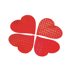 Love leaf logo with red color. Red clover heart