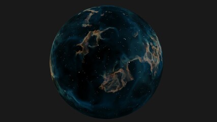 Awesome blue globe with astronomic space sky effect and modern gold abstract decoration