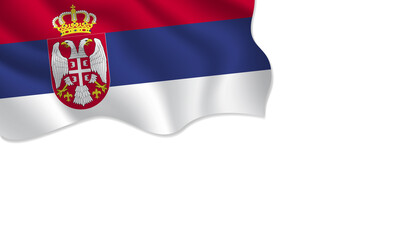 Serbia flag waving illustration with copy space on isolated background