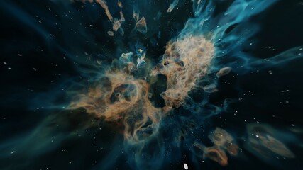 Awesome blue astronomic space sky scene with modern gold and deep abstract background