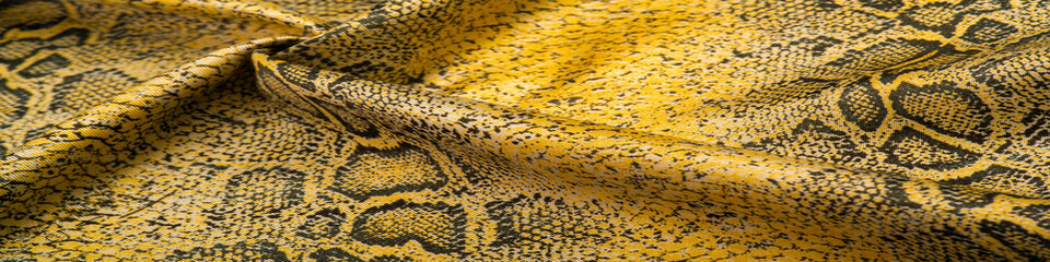 fabric with a pattern of yellow snake skin, African fabric, designer photo - safari in the country...
