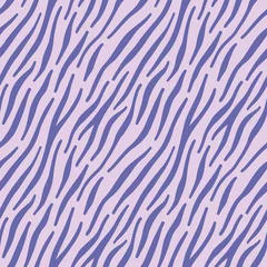 Tapeten Nahtloser Mustervektor der Zebrahaut. Die Trendfarbe 2022 ist sehr peri. Safari-Stil. Abstrakter Hintergrund © Baranovska