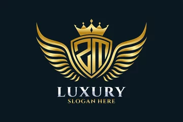 Foto op Aluminium Luxury royal wing Letter ZM crest Gold color Logo vector, Victory logo, crest logo, wing logo, vector logo template. © Monk
